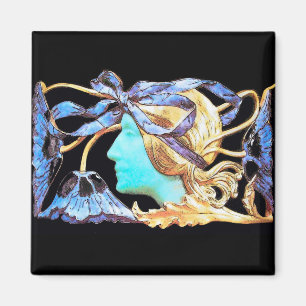 ELEGANTE FRAU SCHÖNHEIT JUWEL /DAME,BLAUE SCHLEIFE MAGNET