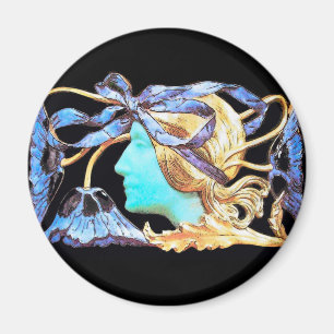 ELEGANTE FRAU SCHÖNHEIT SCHMUCK /DAME,BLAUE SCHLEI MAGNET