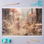 Elegante Frau und Sonnenschirm, Rosa Wild Florals Seidenpapier (Basteln)