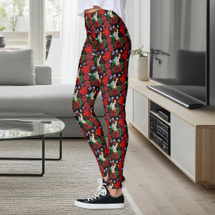 Elegante Frau Venezianische Maske Rot Grün Leggings