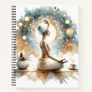 Elegante Frau Yoga Pose Spiral Notebook Notizblock