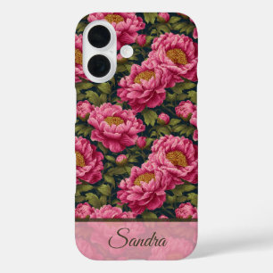 Elegante Frauen Geschenk Pfingstrose Name iPhone 16 Hülle