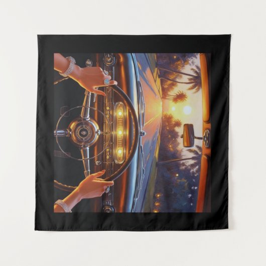 Elegante Frauen in klassischen Autos Wandteppich (Vorderseite (Horizontal))