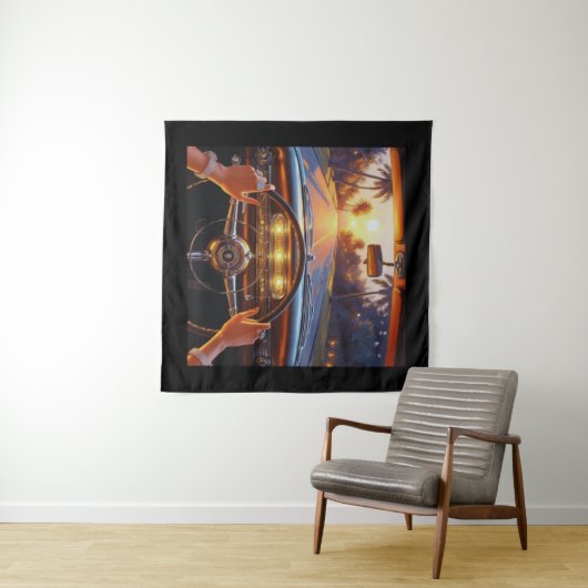 Elegante Frauen in klassischen Autos Wandteppich (Beispiel (Horizontal))