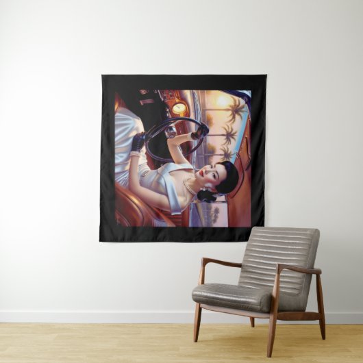 Elegante Frauen in klassischen Autos Wandteppich (Beispiel (Horizontal))