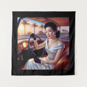 Elegante Frauen in klassischen Autos Wandteppich (Vorderseite)