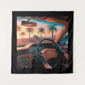 Elegante Frauen in klassischen Autos Wandteppich (Vorderseite)