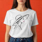 Elegante Frauen in Minimalistischer Linie Art T-Shirt