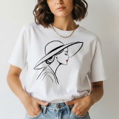 Elegante Frauen in Minimalistischer Linie Art T-Shirt