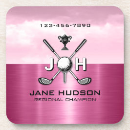 Elegante Frauen individuell Golf Monogramm-Design Getränkeuntersetzer
