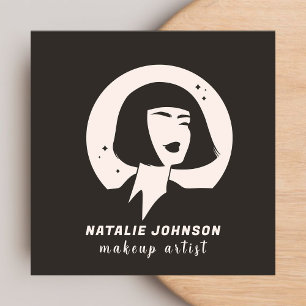 Elegante Frauen Logo Rosa & Gray Makeup Künstlerin Quadratische Visitenkarte