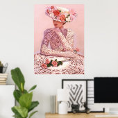 Elegante Frauen, Rose, Spitzendekoration und Kunst Poster (Heimbüro)