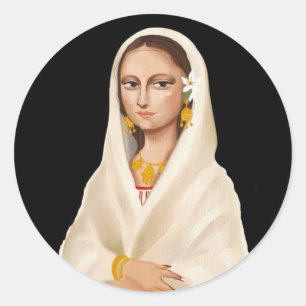 Elegante Frauenporträt   Kulturkunstillustration Runder Aufkleber
