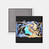 ELEGANTE FRAUENSCHÖNHEIT JEWEL/LADY, BLAUE BOW, BL MAGNET (Vorderseite/Rückseite)