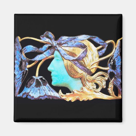 ELEGANTE FRAUENSCHÖNHEIT JEWEL/LADY, BLAUE BOW, BL MAGNET (Vorne)