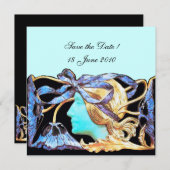 ELEGANTE FRAUENSCHÖNHEIT JEWEL/LADY, BLAUE BOW, BL SAVE THE DATE (Vorne/Hinten)