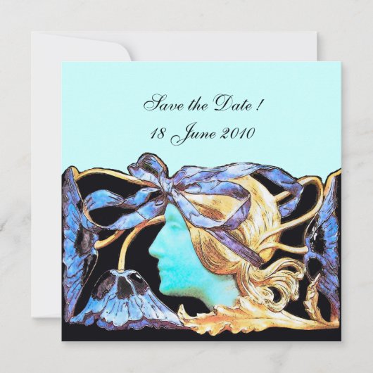 ELEGANTE FRAUENSCHÖNHEIT JEWEL/LADY, BLAUE BOW, BL SAVE THE DATE (Vorderseite)