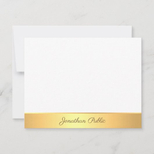Elegante Freehand Script Text Gold White Template Mitteilungskarte (Vorderseite)