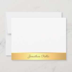 Elegante Freehand Script Text Gold White Template Mitteilungskarte