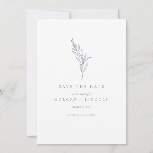 Elegante French Blue Bloom Floral Wedding Save The Date (Rückseite)