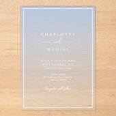 Elegante French Blue Gradient Acrylic Wedding Acryleinladungen (Vorderseite)