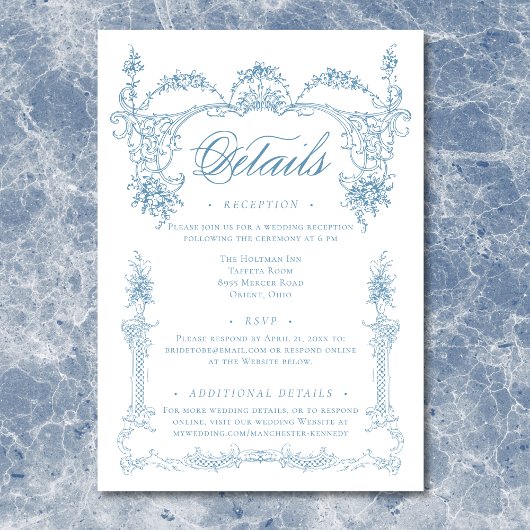 Elegante French Blue Viktorianisch Chinoiserie Hoc Begleitkarte