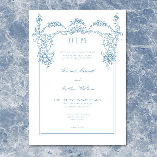 Elegante French Blue Viktorianisch Chinoiserie Hoc Einladung