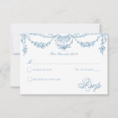 Elegante French Blue Viktorianisch Chinoiserie Hoc RSVP Karte (Vorderseite)