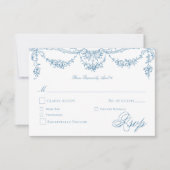 Elegante French Blue Viktorianisch Chinoiserie Hoc RSVP Karte (Vorderseite)