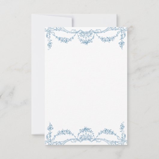 Elegante French Blue Viktorianisch Chinoiserie Hoc Save The Date (Rückseite)