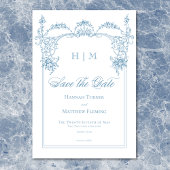 Elegante French Blue Viktorianisch Chinoiserie Hoc Save The Date