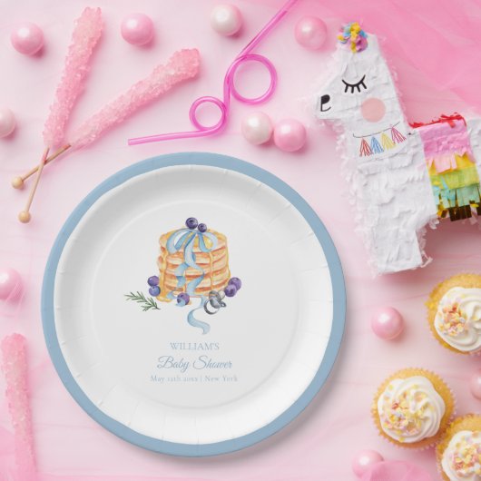 Elegante French Blueberry Pancake Baby Shower Pappteller (Party)
