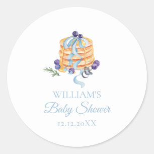 Elegante French Blueberry Pancake Baby Shower Runder Aufkleber