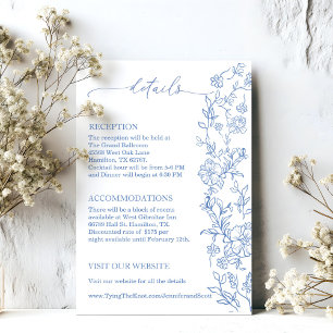 Elegante French Dusty Blue Vintage Wedding Begleitkarte