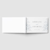 Elegante French Floral Blue Toile Hochzeit Gästebuch (Voll)