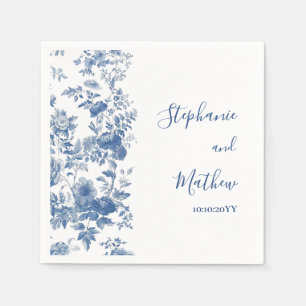 Elegante French Floral Toile Blue Wedding Serviette