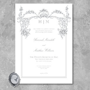 Elegante French Gray Viktorianisch Chinoiserie Hoc Einladung