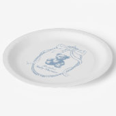 Elegante French Teddy Bear Baby Shower Pappteller (Schrägansicht)