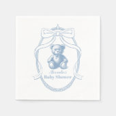 Elegante French Teddy Bear Baby Shower Serviette (Vorderseite)
