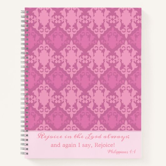 Elegante Freude am Lord Pink Damask Notizblock (Vorderseite)