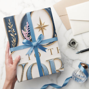 Elegante Freude der Welt Blaues Weihnachtsverpacku Geschenkpapier