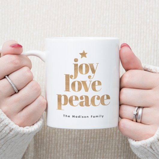 Elegante Freude, Liebe, Peace Gold Christmas Kaffeetasse