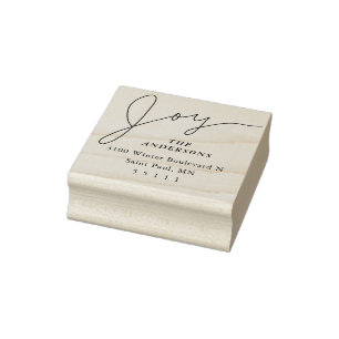 Elegante Freude-Skript-Rücksendeadresse Gummistempel