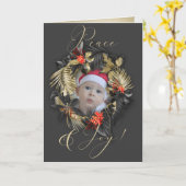 Elegante Freude und Frieden tropisches FOTO FRAME Karte (Gelbe Blume)