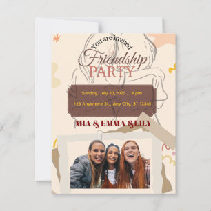 Elegante Freundschaftsparty-Feier mit Foto RSVP Karte