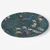 Elegante Friedenstruppen & Magnolia Blume Grün Pappteller (Schrägansicht)