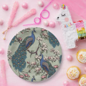 Elegante Friedhöfe & Magnolien Blume Grün Pappteller (Party)