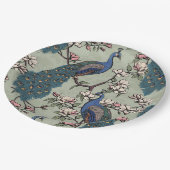 Elegante Friedhöfe & Magnolien Blume Grün Pappteller (Schrägansicht)