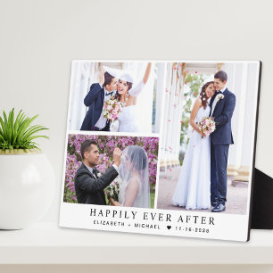 Elegante Frischvermählte 3 Foto-Collage Hochzeit Fotoplatte