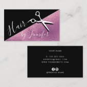Elegante Friseursalon mit lila-schwarzer Schere Visitenkarte (Vorne/Hinten)